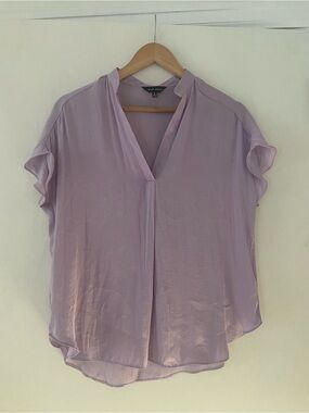 Naked Zebra Lilac V-Neck Flutter Sleeve Blouse